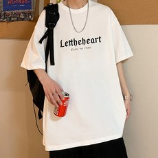 남성용 패션플로우 레터링 클라인 심플 반팔 티셔츠