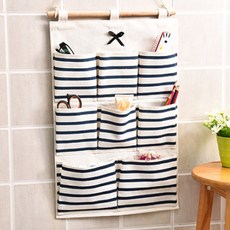 Market A居家裝飾壁掛多功能口袋收納盒 8格 2入, 藍色