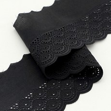 可愛圖案棉質刺繡蕾絲 180公分, 黑色的, 1個