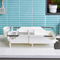 Modern House 節省空間伸縮式碗盤瀝水架, 1層, 象牙白