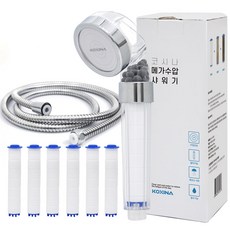 KOXINA 超強水壓三重淨水蓮蓬頭 + 濾芯 6入 + 蓮蓬頭軟管 2公尺, 1組, 透明色