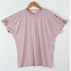 빼빼 여성용 라운드넥 러플퍼프소매 반팔 티셔츠