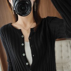 Soleil 女士日常圓領彩色羅紋開衫