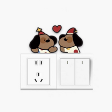 쏙쏙채움 슈퍼 닥스훈트 개 스위치 장식 아크릴 벽 스티커 닥스훈트 B, 혼합색상