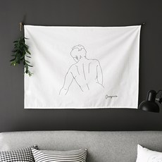 居家風格素描速寫布掛畫, 白色 + 黑色
