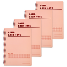 투코비 코마 그리드노트 스프링 A5, 핑크, 4개