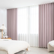 DECOZIO Shadow 雙面遮光窗簾組 穿孔式, 粉紅色