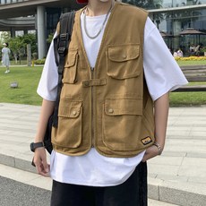 남성용 DM 피싱 루즈핏 포켓 여름 조끼