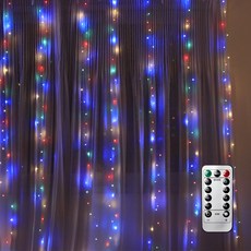 Gaon A&C LED線簾燈 8種模式 一般型 200顆 2*2m+usb電源+遙控器, 彩色 (F3), 1組