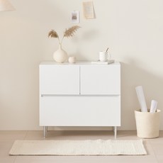 베이지메이트 오또 심플 800 3서랍 수납장 방문설치, 웜화이트