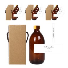BOTTLE DOPAE COM 棕色咖啡瓶 500ml + 金色金屬蓋 + 瓶身標籤 羅曼史冰滴咖啡 + 瓶蓋標籤 羅曼史冰滴咖啡封條 + 盒子, 10套