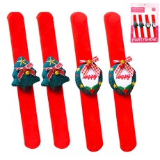 PARTYSHOW 貂毛聖誕手鍊 樹 2入 + 花圈 2入 套組, 1套, 混色