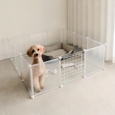 DING DONG PET 透明寵物圍欄組 11片+安全門 透明色 打造寵物專屬玩樂空間, 1組, S(35 x 35cm)