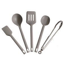 Kitchen9 矽膠烹飪工具組 4入+矽膠食物夾, 單色