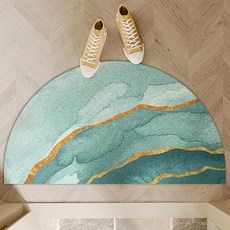 半圓形金色絲圈PVC玄關門墊, 01