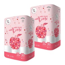 Huejigongbang apple shower3層捲筒衛生紙 33m, 2袋