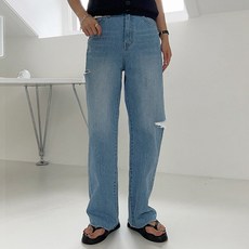 CHICFOX 女款剪裁牛仔寬褲