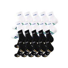 PGA 高爾夫緩衝中筒襪 2款 x 10雙組 PGA-16, 黑色, 白色