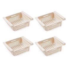 Market Gamsung寬度可調節冰箱收納箱, 4個, 米色