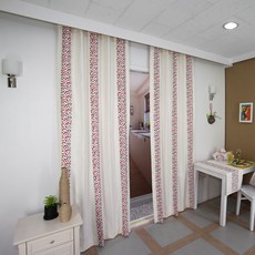 NASANDECO Sherlyn 棉質刺繡平摺窗簾, 混色