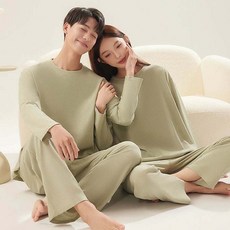 Twista 情侶款華夫格家居服長袖睡衣 上衣+下褲套裝