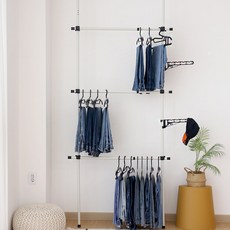 LIVING HAPPY Olly韓國製安裝型三層更衣室褲掛衣架, 鎚紋色