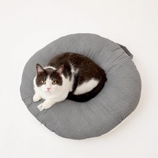 Pestep 貓毛易清理 泡泡紗揉捏甜甜圈型坐墊, 1個, 灰色