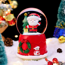 Labovia 可愛房屋聖誕老人音樂裝飾 聖誕裝飾燈光水晶球 紅色, 類型 14