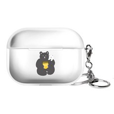 아이무이 에어팟프로 클리어하드 케이스+키링, 뚱곰 그레이 02, 1개