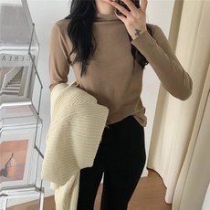 피어니스트 여성용 비비드컬러 슬림핏 반폴라 티셔츠