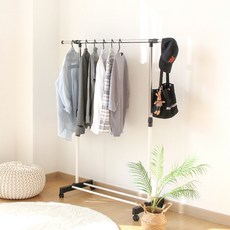 韓國製造 移動式衣架, 黑色 + 白色