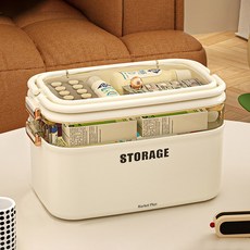 Market Plan 頂級多功能3層藥盒收納箱 大型, 奶油白, 1個