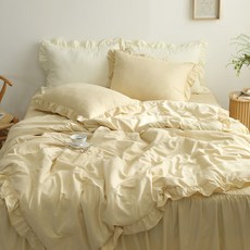 아임리빙 달콤 레이스 프릴 차렵이불 + 베개커버 세트