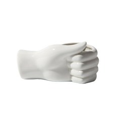 Homevelyday 時尚手勢造型乾燥花室內裝飾花瓶 拳頭手, 白色