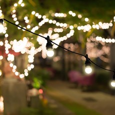 串燈電線 10個燈座 10m + 8W燈泡 10p + 燈罩 10p 套組, 黑色(燈座, 燈罩), 白光(燈泡), 1個