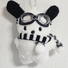 다다랜드 멍뭉이 강아지 인형 키링 + 고글 + 목도리 세트, 9cm, 혼합색상, 1세트