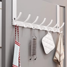 Idea Room 免打孔多用途門後掛架 14勾, 白色, 1個