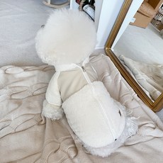 BYDAMSOOMI 小狗方形微笑拉鍊, 象牙