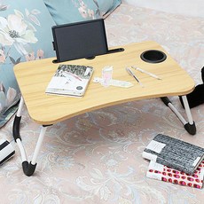 折疊式圓形床邊桌 CMBT64, 棕色