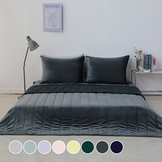韓國 amante Soulmate 法蘭絨極細纖維絎縫床罩, 炭灰色