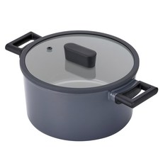 PNPOONGNYUN Mare Heatpot IH 感應深型雙柄鍋含蓋組, 黑色 灰色, 1組, 24cm