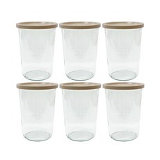 WECK 基本款玻璃儲物罐 No.743 850ml 6入組 + 米色PE蓋 6入, 1組