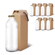 mir 窄口金蓋玻璃果汁瓶 1000ml+包裝禮物盒, 8組