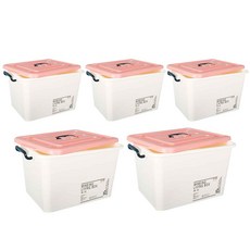 MINEING 塑膠收納箱 35L, 5個, 粉紅色