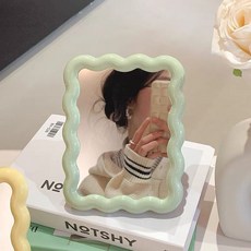 Live Eight 雲朵感粉彩風格波浪桌鏡, 薄荷綠