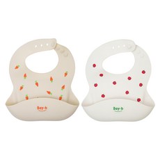 Bay-B 幼兒矽膠圍兜2件組, 蕃茄+胡蘿蔔, 1組