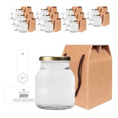 圓形食品蜂蜜瓶1000g+金色瓶蓋+簡易蜂鍋S貼+封口貼套組, 12組