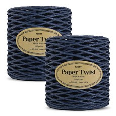 Knitt 紙麻花編織線 100g, 2個, 05 海軍藍