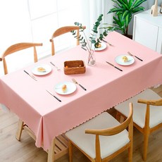 Maket Gamseong 高級PVC簡約防水桌布, 粉紅色, 90 x 90 cm