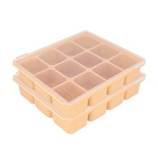 Petit Nuve 韓國製矽膠副食品冷凍多功能刻度分裝盒 12格, 540ml, 砂米色, 2個